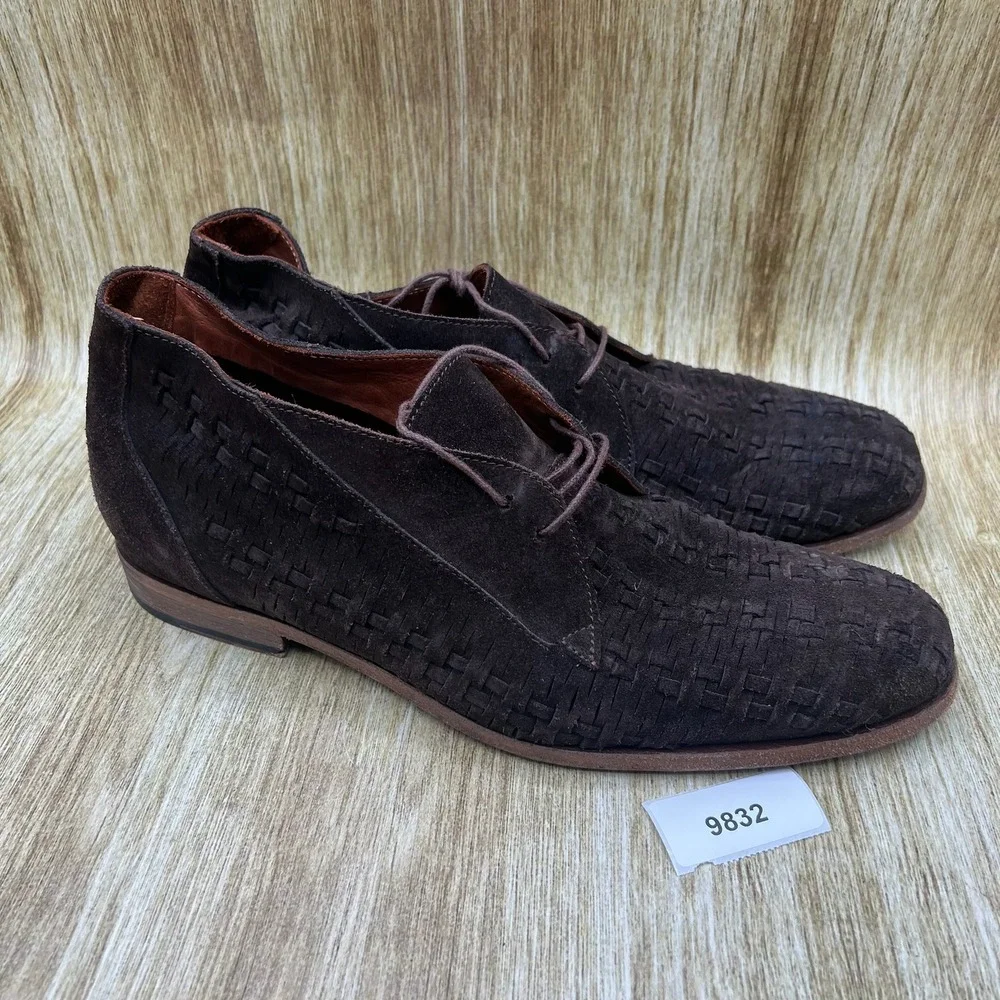 Buttero Woven Suede Chukka Boots Mens Size 10.5 EU 43.5 Dark Brown Made in Italy
